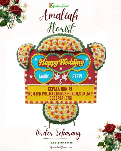 Karangan Papan Bunga Pernikahan di Padang Merbau